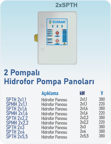 2 Pompalı Hidrofor Pompa Panoları